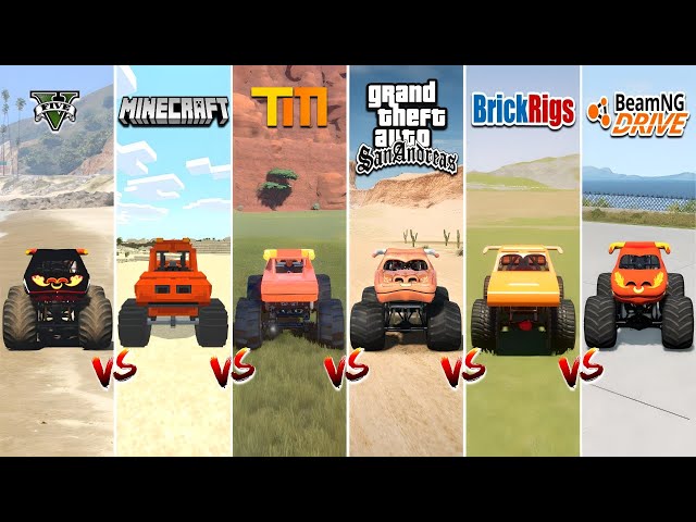 GTA 5 EL TORO LOCO MONSTER JAM TRUCK vs MINECRAFT vs TRAILMAKERS vs GTA SA vs BRICKRIGS vs BEAMNG