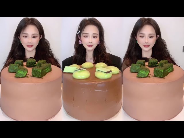 Asmr🍰Eating Chocolate Black Sesame Cake🍰 (Soft And Waxy Sound) 크림丨먹방丨Mukbang丨Satisfying丨Eatings