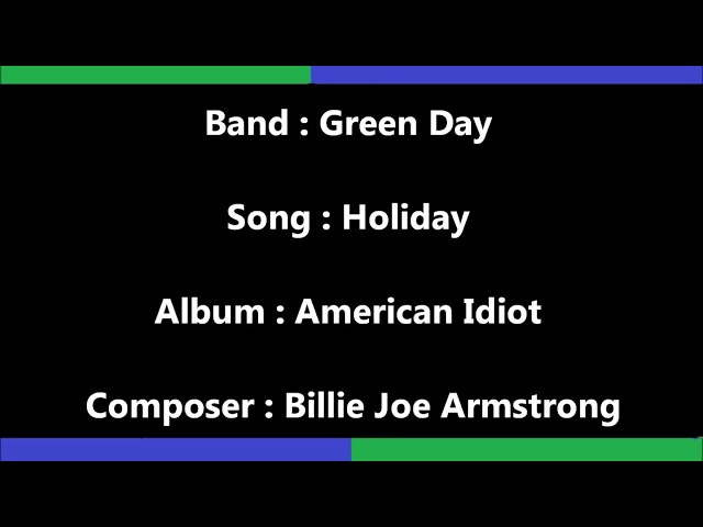 Green Day - Holiday Clean Version with lyrics