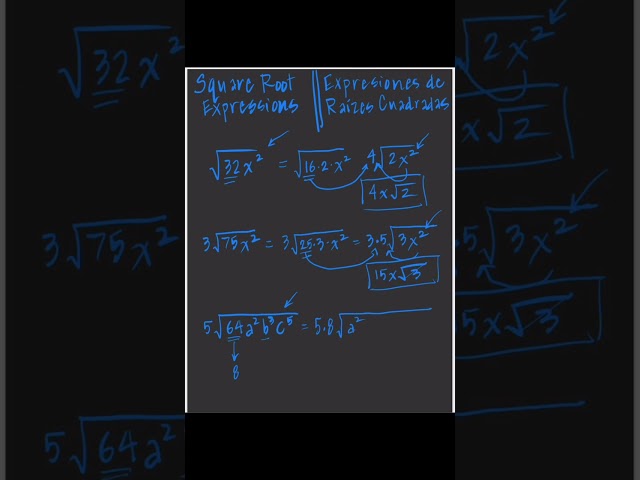 Simplify Square Root Expressions |  Expresiónes de Raíces Quadradas #mathshorts #matematicas