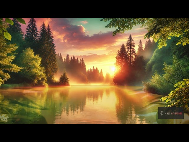 Serene Nature Background for Relaxing Music | Tranquil Sunset Over a Peaceful Lake