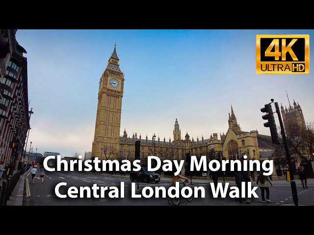 CHRISTMAS DAY Central London Walk | Walking Tour | Big Ben | Buckingham Palace | Piccadilly | 4K UHD