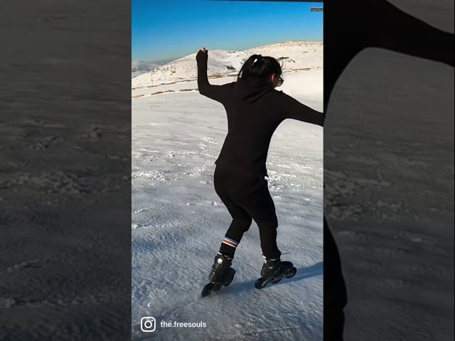 Skater’s life short #7 - Skating on snow #shorts #inlineskating #snowseason #lebanon #naturelovers