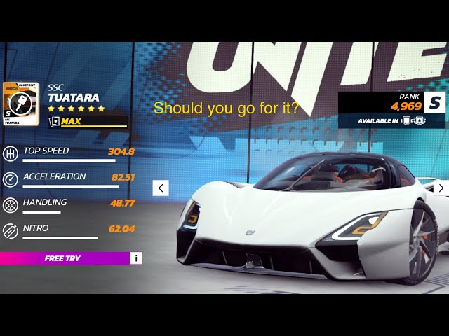 Worth going for? SSC Tuatara MP test in Asphalt legends unite. (Rank 4,969)