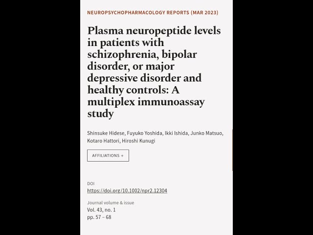 Plasma neuropeptide levels in patients with schizophrenia, bipolar disorder, or major... | RTCL.TV