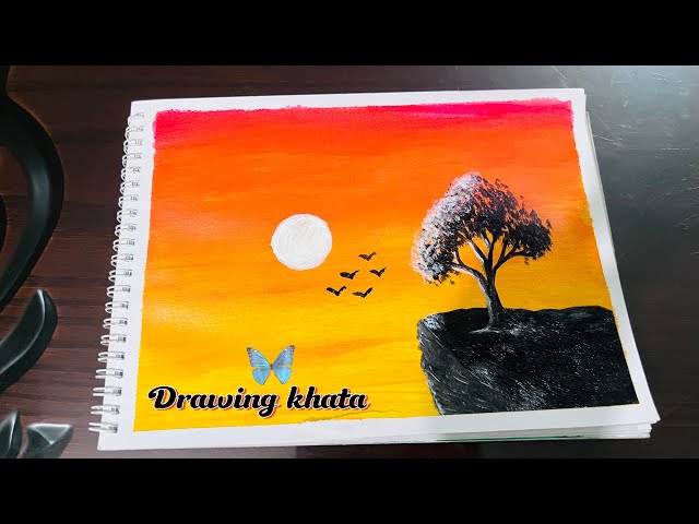 Beautiful landscape painting with acrylic colour | how to draw landscapes | nature drawing