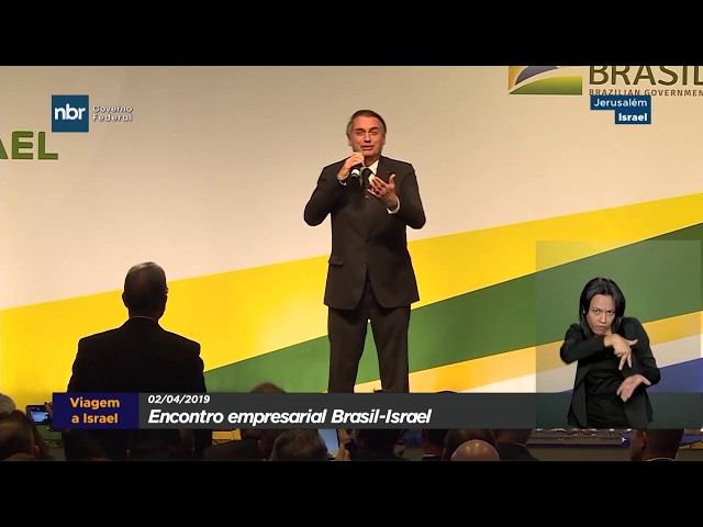 Presidente Jair Bolsonaro discursa durante encontro com empresários em Israel