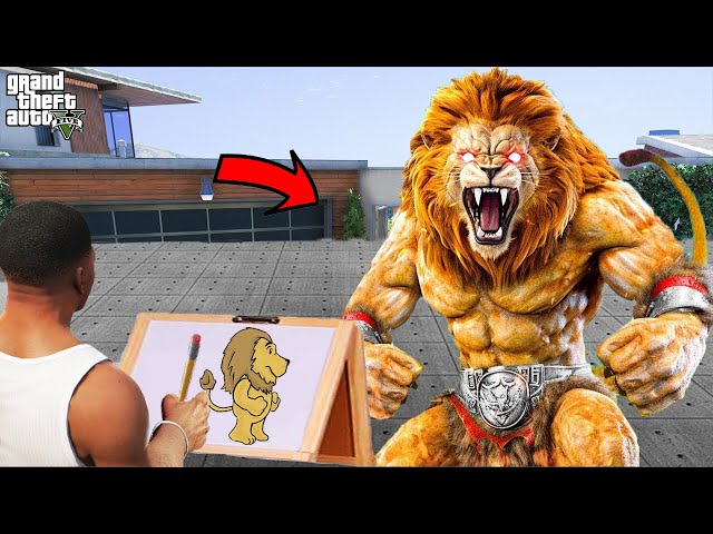 Franklin Uses Magical Painting To Make SCARY LION In Gta V ! GTA 5 new