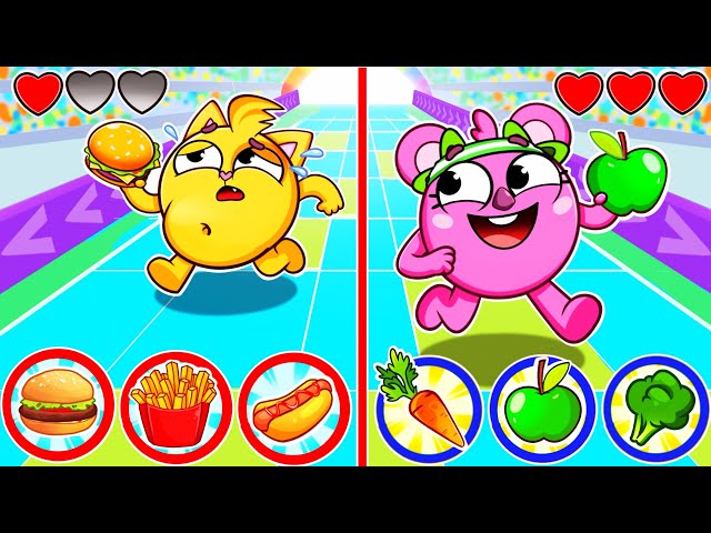 Healthy 🥦 Vs Junk Food Song 🍔 Game Challenge | Kids Songs 🐱🐨🐰🦁 And Nursery Rhymes by Baby Zoo