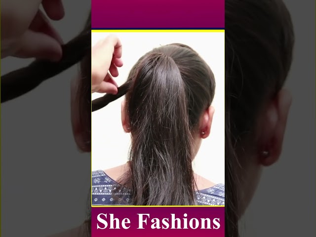 trendy hairstyle trick for long hair ponytail #shorts #ytshorts #shortvideos #hair