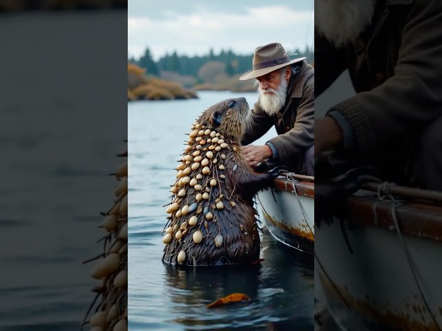 Beaver Covered in Hundreds of Clams and Barnacles Desperately Calls for Help from Fisherman!