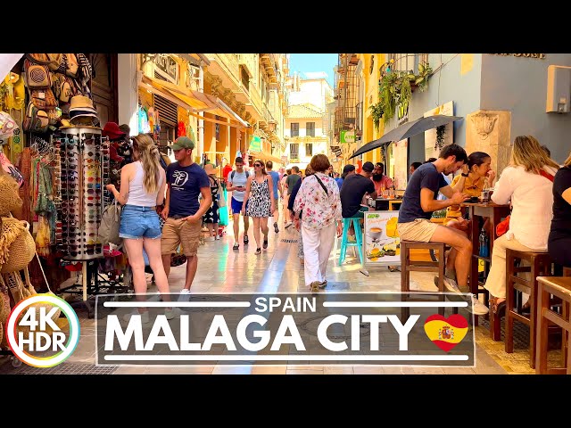 🇪🇸 Malaga in Spain, Summer Walk at 35°C July 2022 Costa del Sol, Andalucia 4K-HDR