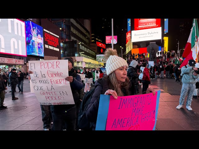 New York City: Mexican Protested In Times Square