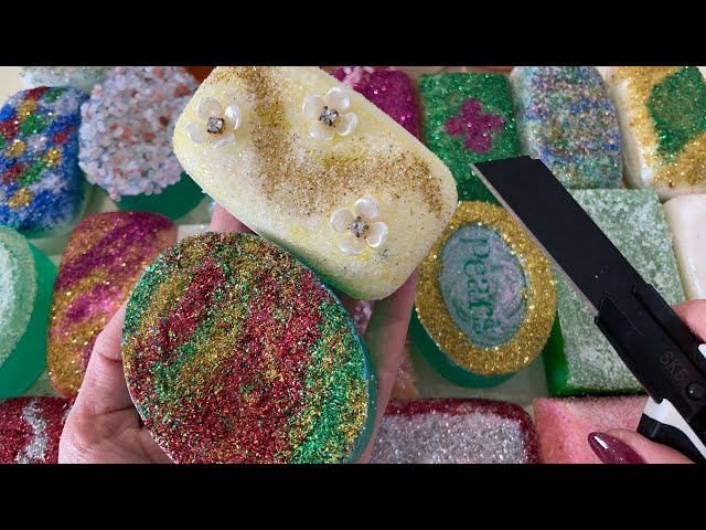 ASMR Soft Soap Cutting ☺️ Satisfying Video, Cutting Soap Covered with Glitter and Sugar🤩 Relaxing💕