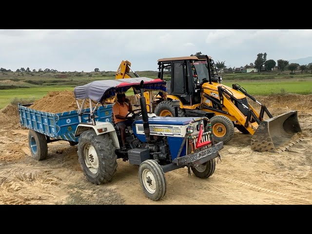 Mitti Loading Jcb3dx with red Mud Tractors Dump and Pond Khudai | Cartoon Gadi Game