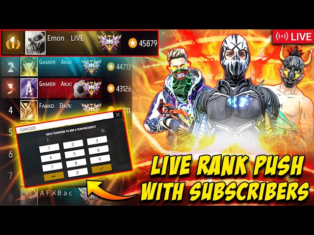 RANK PUSH TIPS & TRICKS💥FREE FIRE💀Emon BHAI IS LIVE🔴 #freefire #shortlive  #raistarlive #tondegamer