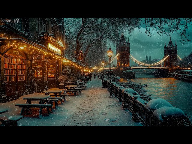 Glow on a Winter Street | Melancholic Piano with Gloody Snowy Night | Dark Academia for Calm