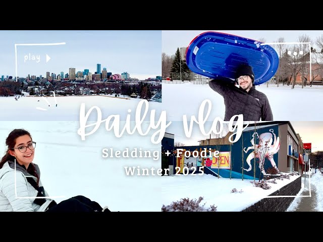 Silent Vlog l Sledding, Cooking & Aesthetic Cafe in Edmonton, Canada l Winter Slow Living