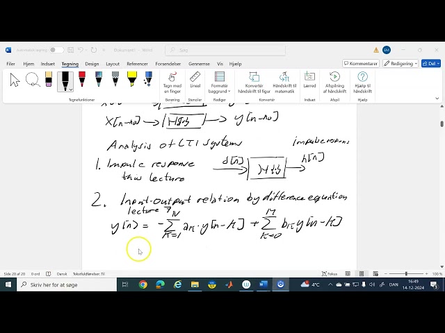 Linear system analysis Properties of LTI systems 14-12-2024