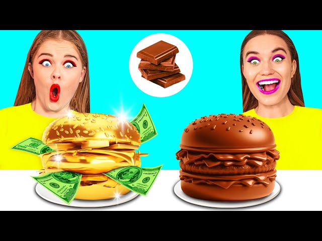 Rich vs Broke Food Chocolate Challenge | Kitchen War by DaRaDa Challenge