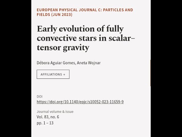 Early evolution of fully convective stars in scalar–tensor gravity | RTCL.TV