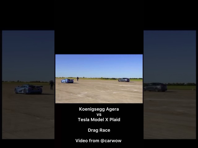 Koenigsegg Agera vs Tesla Model X Plaid Drag Race (carwow)