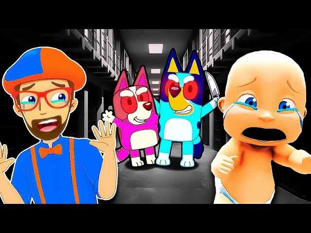 Baby and Blippi Escape Bluey and Pinki!