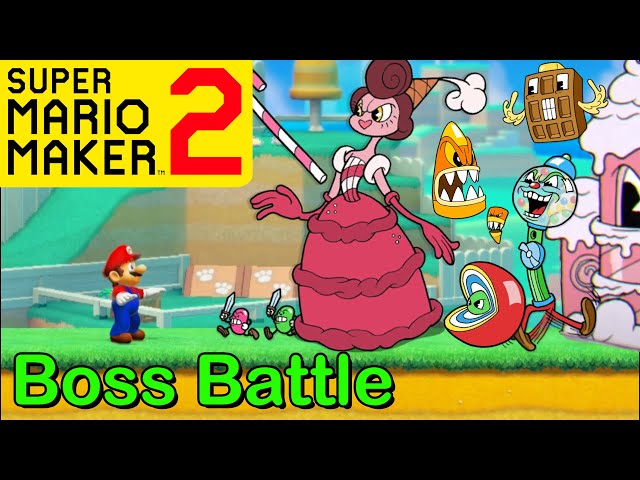 Mario Maker 2 - How to make BARONESS VON BON BON boss battle(Mario Maker Boss ideas)(CUPHEAD bosses)