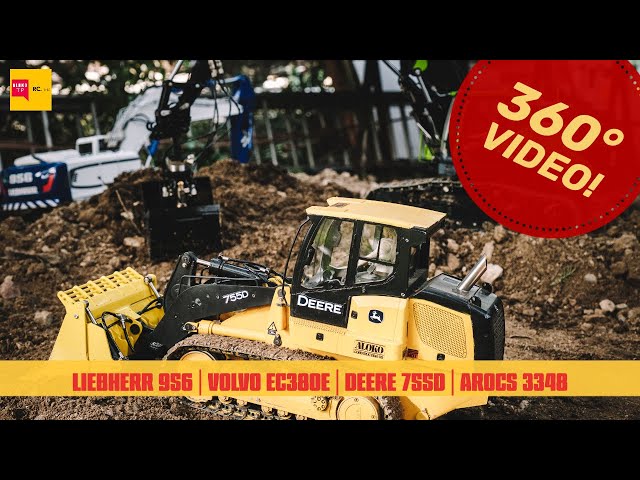 360° 4K Video!   RC Models Liebherr R956, Volvo EC380E, AROCS, Deere 755D ! You are in control!