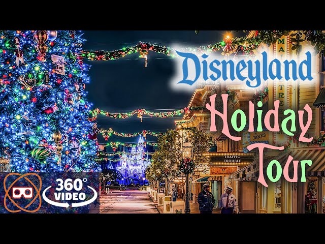 [5K 360] Disney Holiday Decorations Walking Tour - Disneyland 360° POV