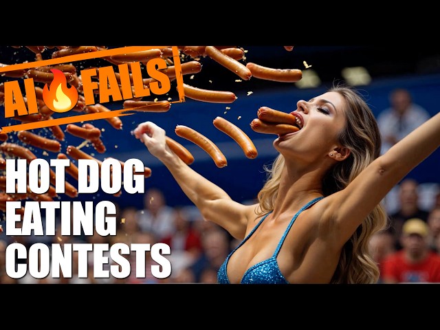 AI Hot Dog Eating Contest Fails - 🌭 AI Attempts Female Competitive Eating (Hot Dogs Gone Wrong)