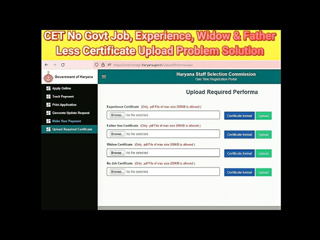 Haryana cet no govt certificate show nahi ho raha h |Hssc cet no govt job certificate upload problem
