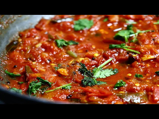 Tomato Curry Recipe With Onion For Rice, Chapati, Roti, Pulka, Puri