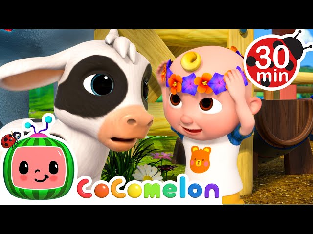 Baby JJ's Farm Animal Flower Crown! | Cocomelon and Little Angel Nursery Rhymes