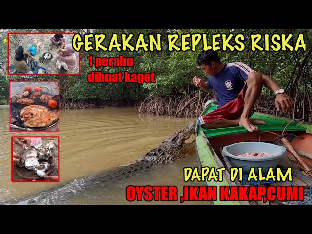 Rame 1 perahu panik, riska replek kaget❗️bakar ikan,di pulau banyak oyster nya