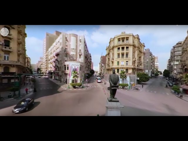 Talaat Harb Square in Downtown Cairo 360 VR video |  Aerial shot