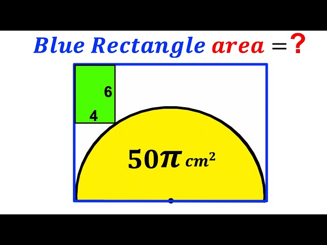 Can you find area of the Blue Rectangle? | (Semicircle) | #math #maths | #geometry