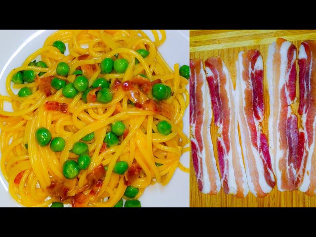 Best Italian Spaghetti Carbonara With Peas.