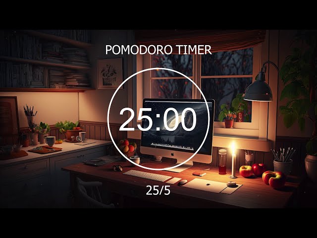 25/5 Pomodoro Timer ★︎ Cozy Room, Lofi Music for Study & Work Productivity ~ Focus Station