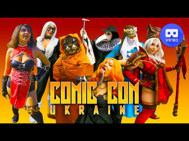 VR180 3D. ComicCon Ukraine 2021. Over 100 cosplay characters.