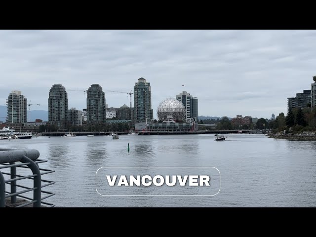 Vancouver Skyline & Ocean Bay | Stunning Architecture with Relaxing Music on a Cloudy Day