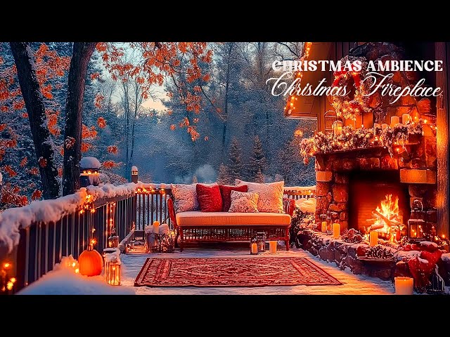 Beautiful Christmas Ambience Warm To Relax 🎅🎶 Christmas Piano Fireplace 🔥 Christmas Background