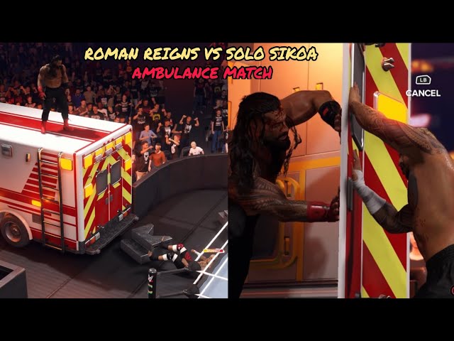 WWE 2K24 Roman Reigns VS Solo Sikoa Ambulance Match Gameplay