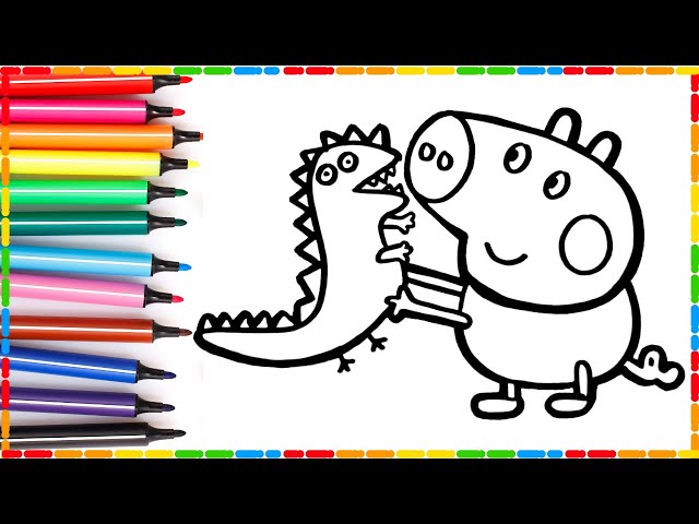 Drawing And Coloring George Pig And Dinosaur | Peppa Pig Drawing For Kids