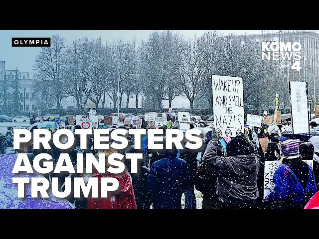 Hundreds protest Trump administration at state capitol in Olympia