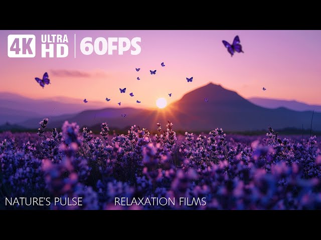 BUTTERFLY & FLOWER FIELD | 4K Nature Relaxation Film🌿 SOOTHING Music & BIRD Sounds ♫