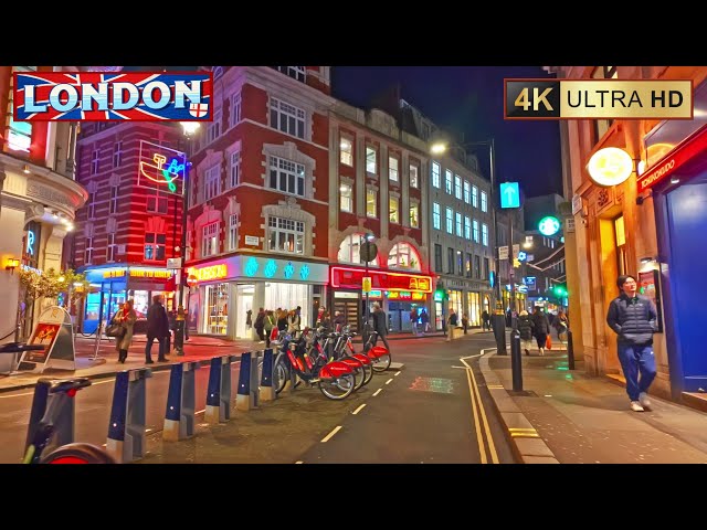 London Walking Tour Night: From Soho to Oxford Street in January 2025 [4K60]