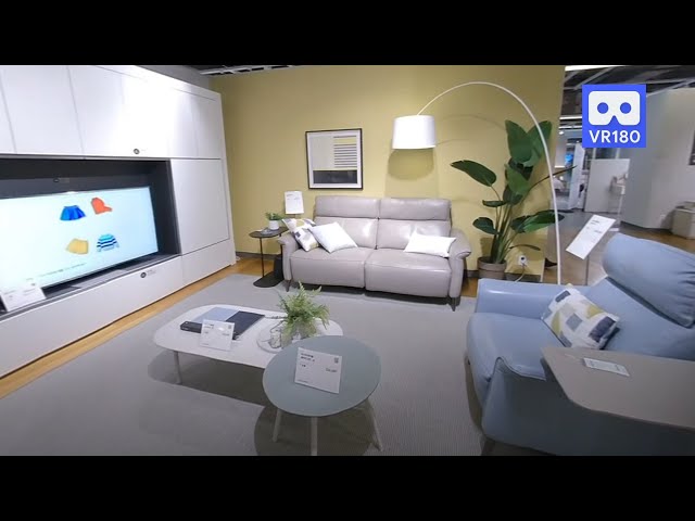 3D180VR 4K Living Room Interior Design Couch and TV Combination Show Room