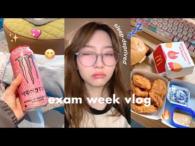 STUDY VLOG: exams before spring break, birthday freebies, pink monster drink