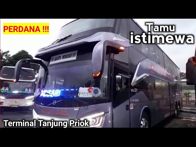 LINE PERDANA Bus MURNI JAYA DOUBLE DECKER di Terminal Tanjung Priok.